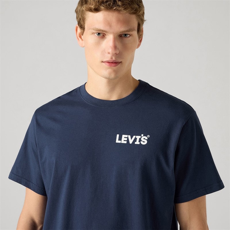 Levi's Herre T shirt afslappet pasform Marineblå - Billede 3