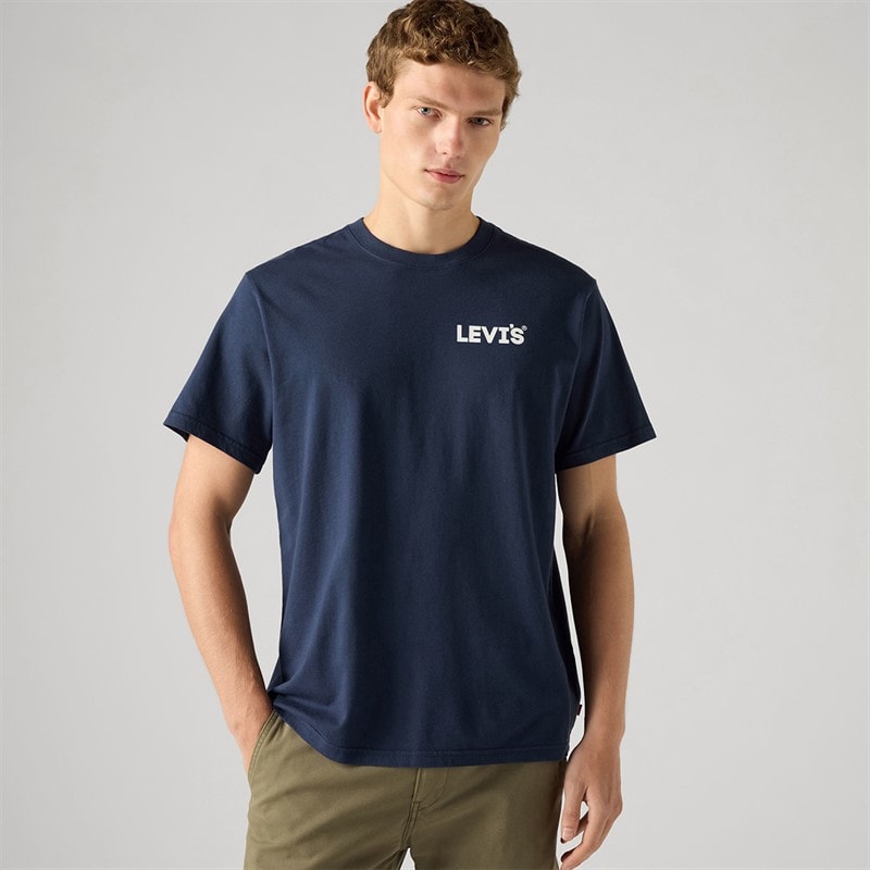 Levi's Herre T shirt afslappet pasform Marineblå - Billede 4