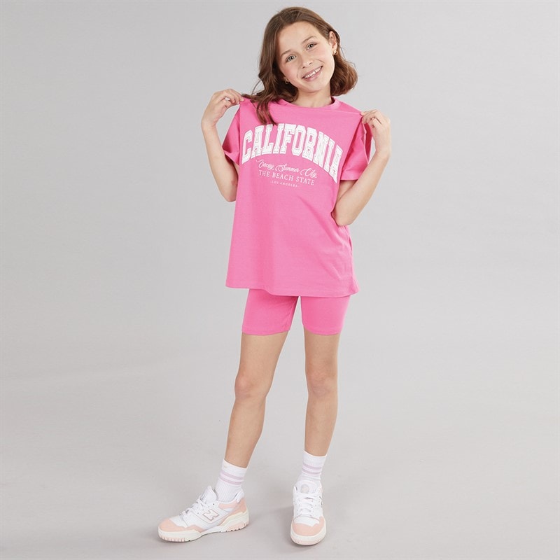MINOTI Pigernes T Shirt Og Shorts Sæt Neon Coral - Billede 3