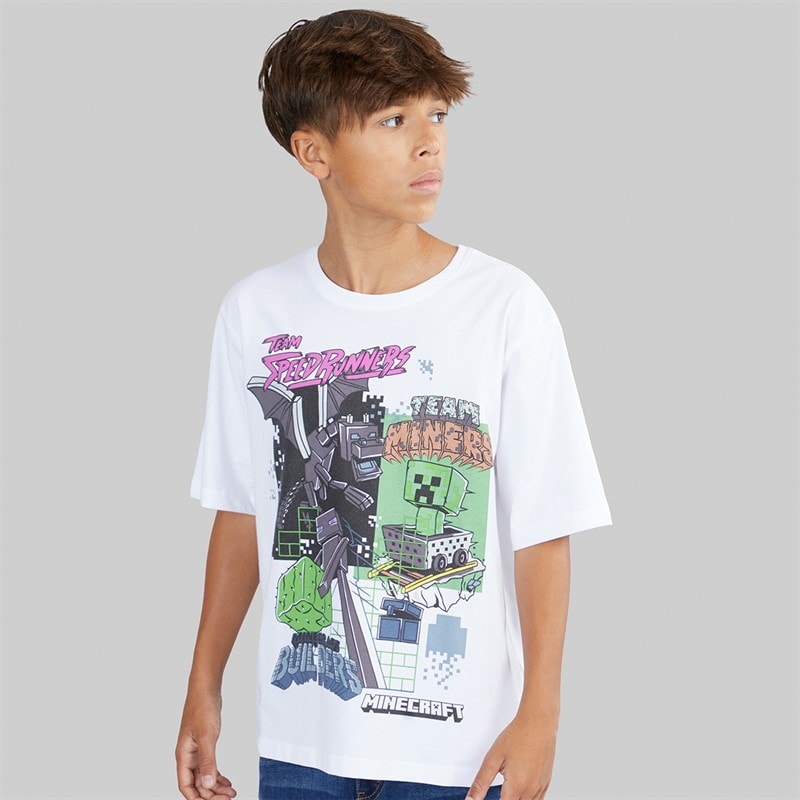 MINECRAFT Drenge Mjahi T-shirt Bright White