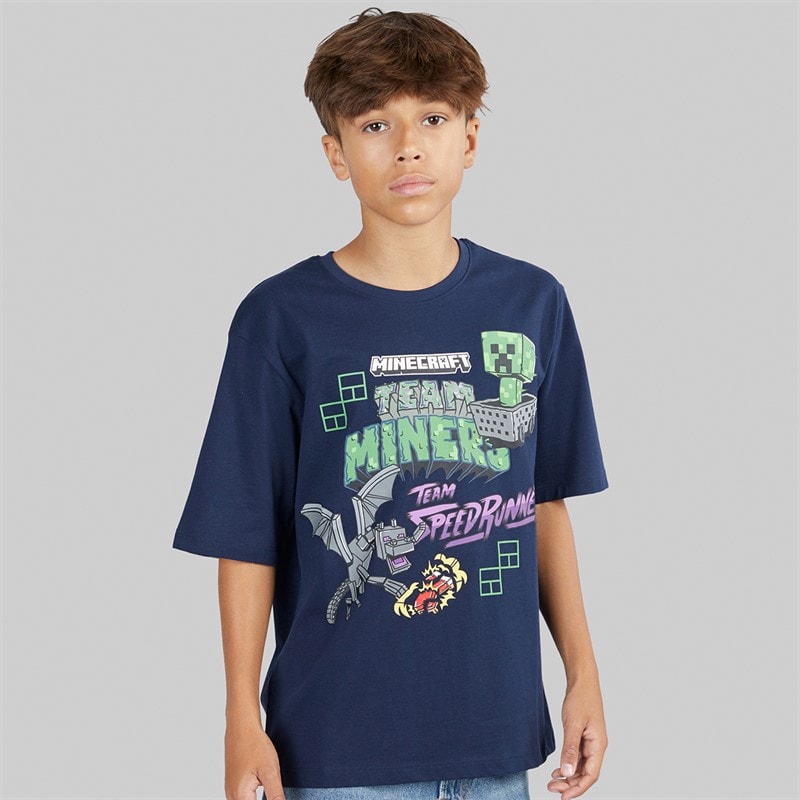 MINECRAFT Drenge Mjahi T-shirt Navy Blazer - Billede 1