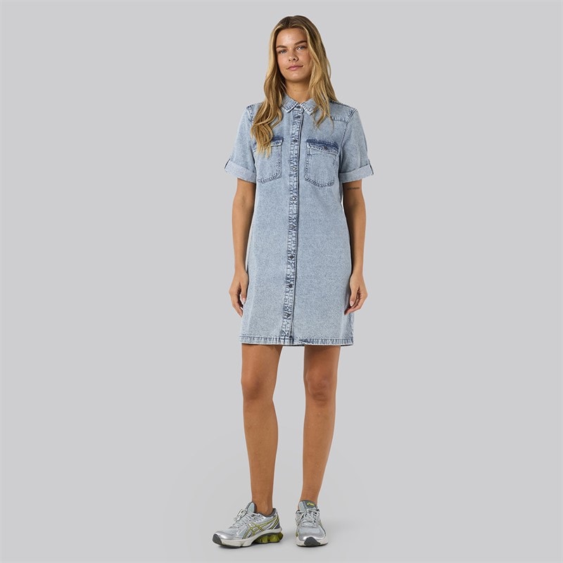 Noisy May Dame Signe Denim Kjole Light Blue Denim - Billede 2