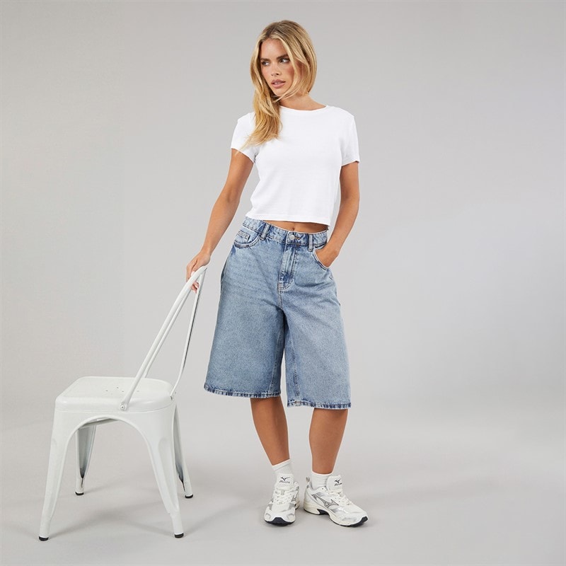 Noisy May Dame Mindie Bermuda Shorts Light Blue Denim - Billede 4