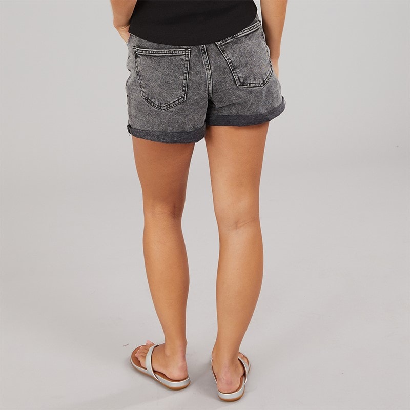 Noisy May Dame Højtaljede Denim Shorts Dark Grey Denim - Billede 2