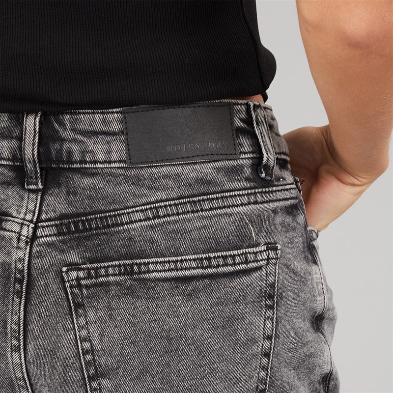 Noisy May Dame Højtaljede Denim Shorts Dark Grey Denim - Billede 3