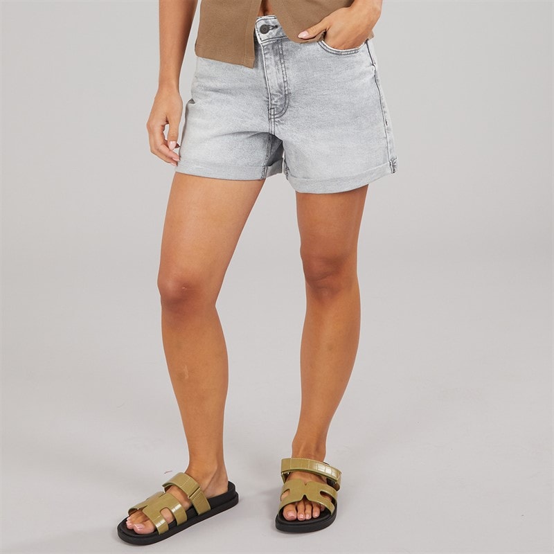 Noisy May Dame Højtaljede Denim Shorts Light Grey Denim - Billede 1