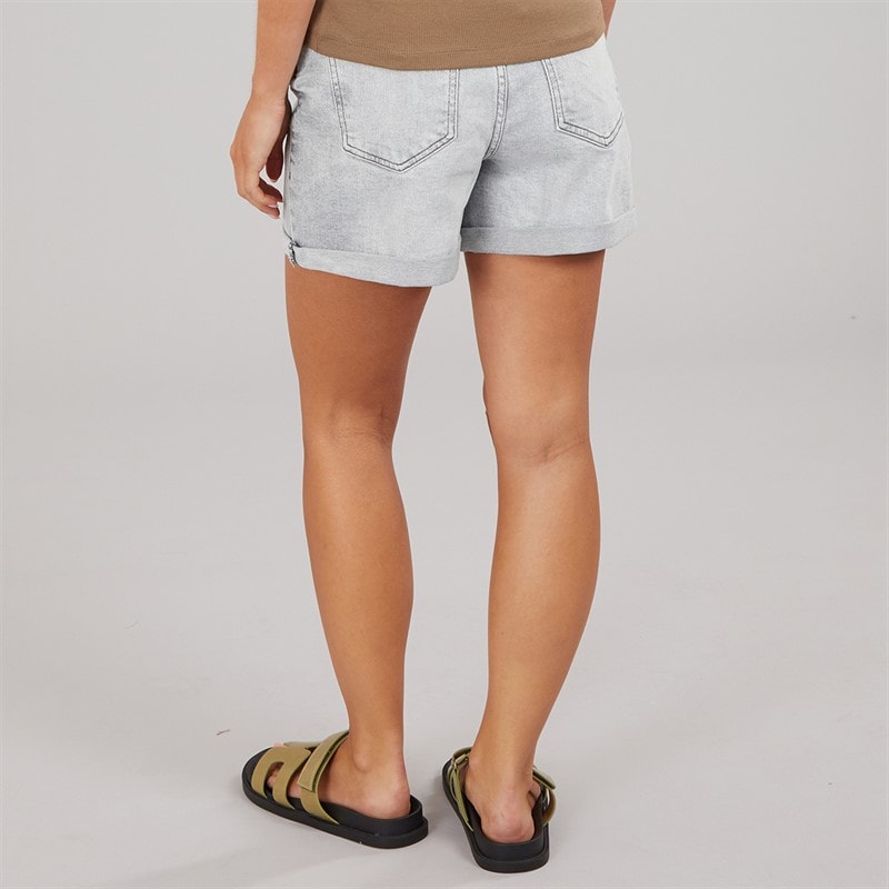 Noisy May Dame Højtaljede Denim Shorts Light Grey Denim - Billede 2