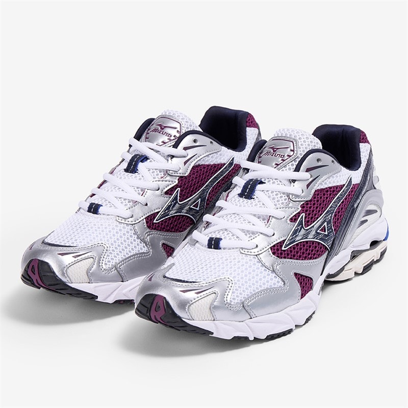 Mizuno Wave Rider 10 Træningssko Hvid/Bariton Blå/Mørk Lilla Hvid/Baritoneblue/Darkpurple - Billede 2