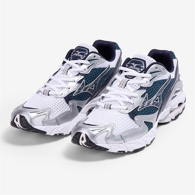 Mizuno Wave Rider 10 Træningssko Hvid/Baritone Blå/Dyb Turkis Hvid/Baritoneblue/Deepteal - Billede 4