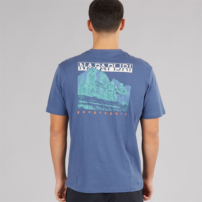 Napapijri Herre Mirada T-shirt med grafik bagpå Blue Infinity - Billede 3