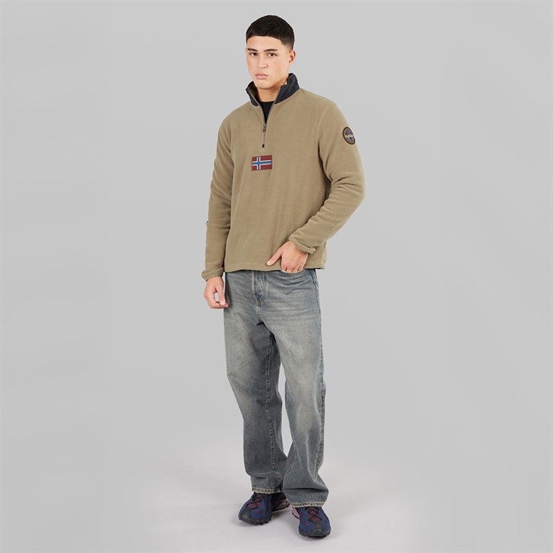 Napapijri Herre Tev Polar 1/2 Zip Sweatshirt Fallen Rock - Billede 4