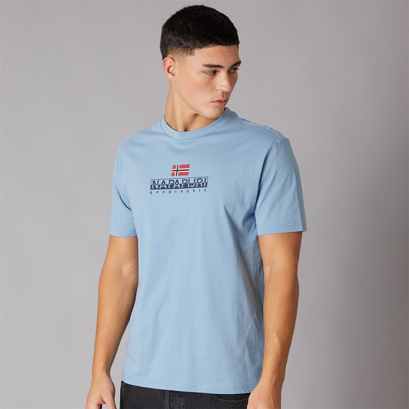 Napapijri Herre Sory Logo T-shirt Faded Denim - Billede 1