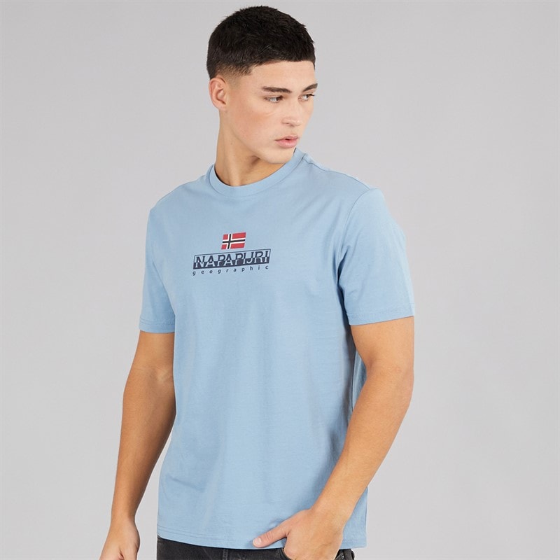 Napapijri Herre Sory Logo T-shirt Faded Denim - Billede 3