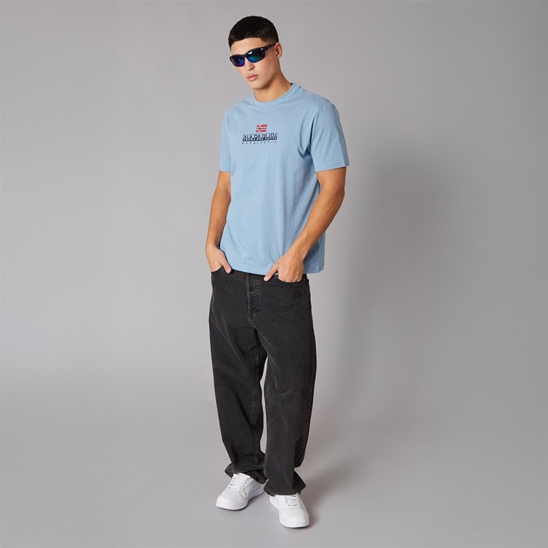 Napapijri Herre Sory Logo T-shirt Faded Denim - Billede 4