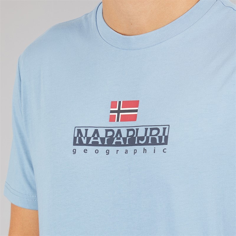 Napapijri Herre Sory Logo T-shirt Faded Denim - Billede 5