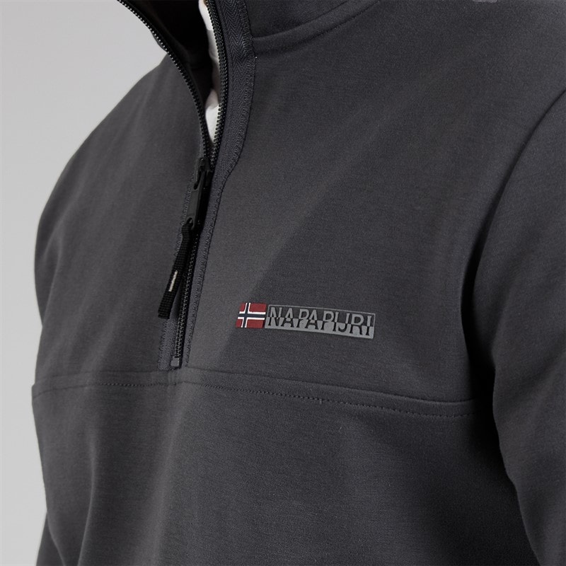 Napapijri Herre Bastien 1/2 Lynlås Sweatshirt Dark Grey Solid - Billede 3