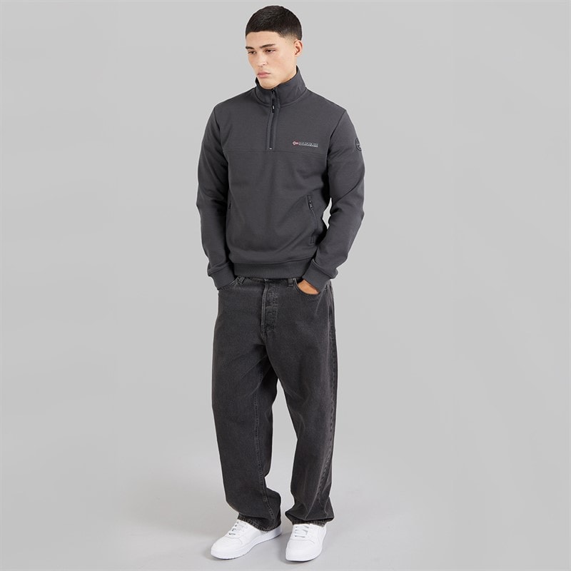 Napapijri Herre Bastien 1/2 Lynlås Sweatshirt Dark Grey Solid - Billede 4