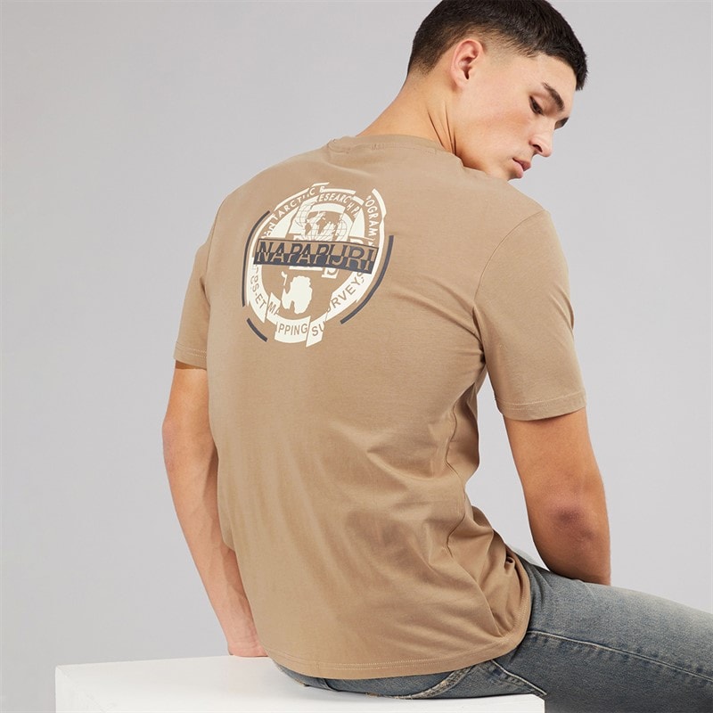 Napapijri Herre Rift Ryg Grafik T-shirt Beige Rocky - Billede 1