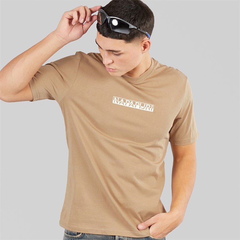 Napapijri Herre Rift Ryg Grafik T-shirt Beige Rocky - Billede 2