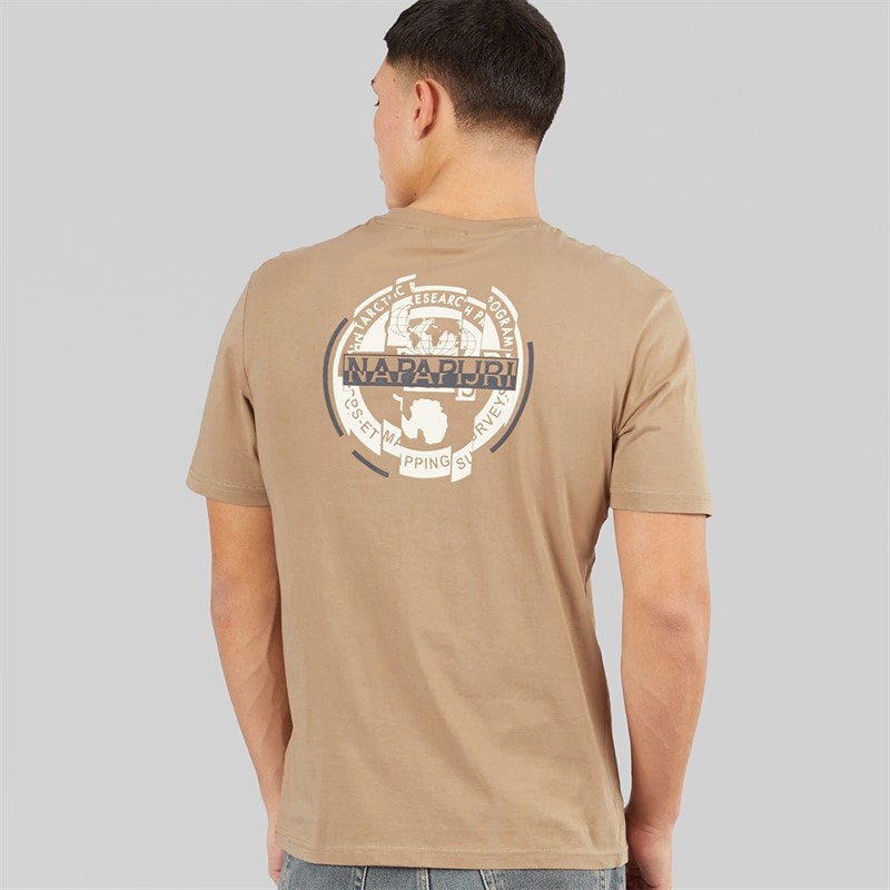 Napapijri Herre Rift Ryg Grafik T-shirt Beige Rocky - Billede 3