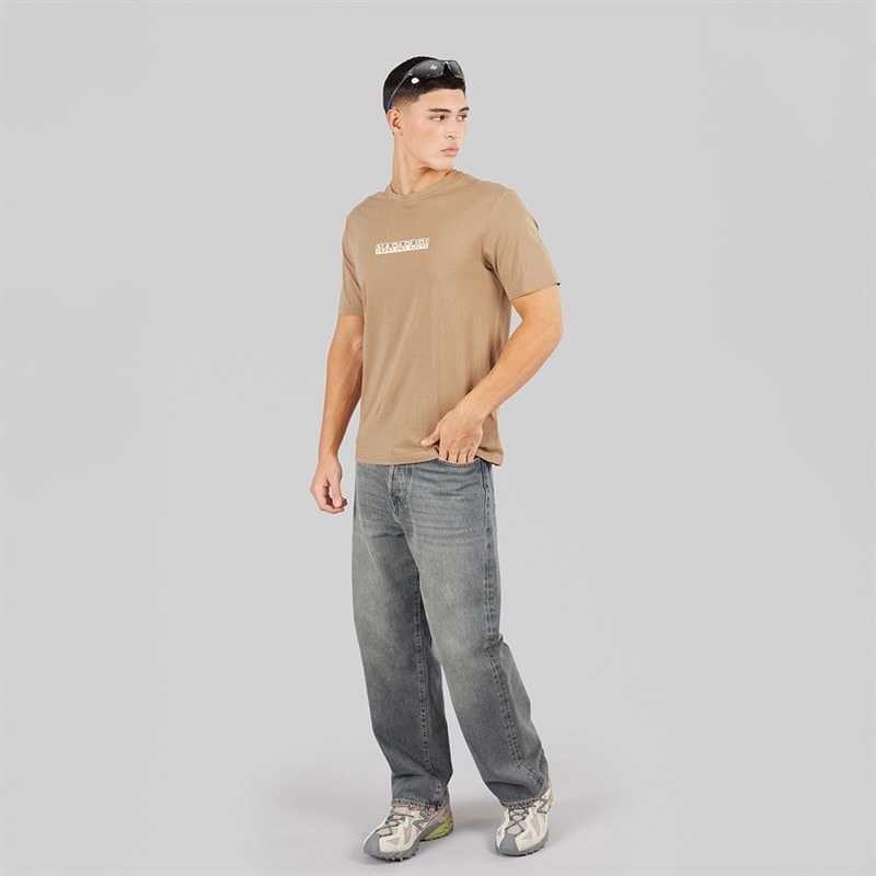 Napapijri Herre Rift Ryg Grafik T-shirt Beige Rocky - Billede 4