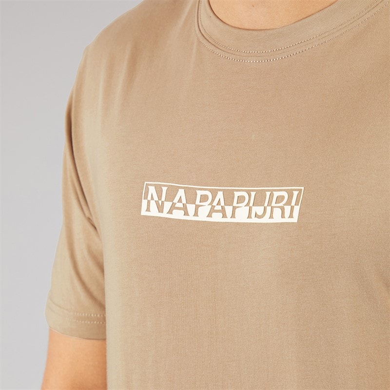 Napapijri Herre Rift Ryg Grafik T-shirt Beige Rocky - Billede 5