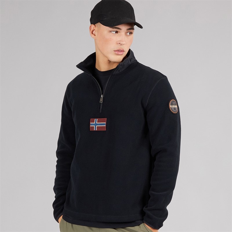 Napapijri Herre Tev Polar 1/2 Zip Sweatshirt Sort - Billede 1