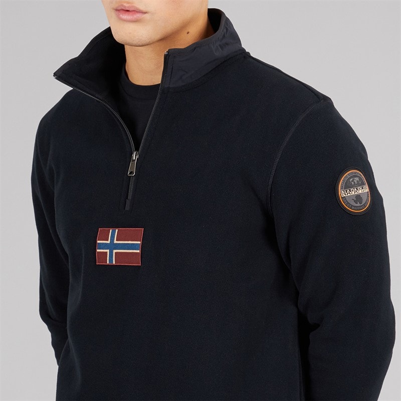 Napapijri Herre Tev Polar 1/2 Zip Sweatshirt Sort - Billede 3