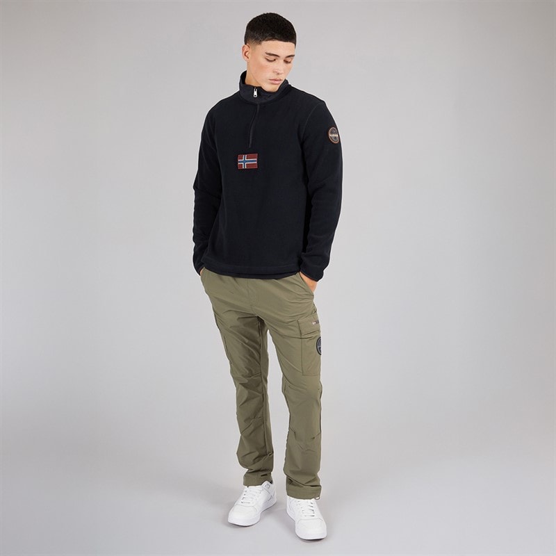 Napapijri Herre Tev Polar 1/2 Zip Sweatshirt Sort - Billede 4