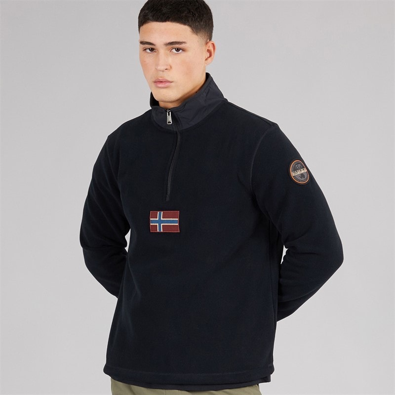Napapijri Herre Tev Polar 1/2 Zip Sweatshirt Sort - Billede 5