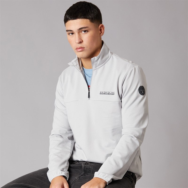 Napapijri Herre Sesano 1/2 Zip Top Light Grey Solid