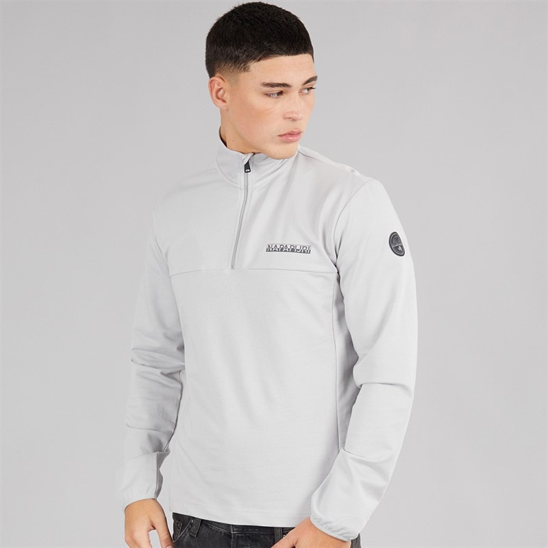 Napapijri Herre Sesano 1/2 Zip Top Light Grey Solid - Billede 3