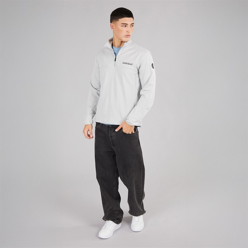 Napapijri Herre Sesano 1/2 Zip Top Light Grey Solid - Billede 4