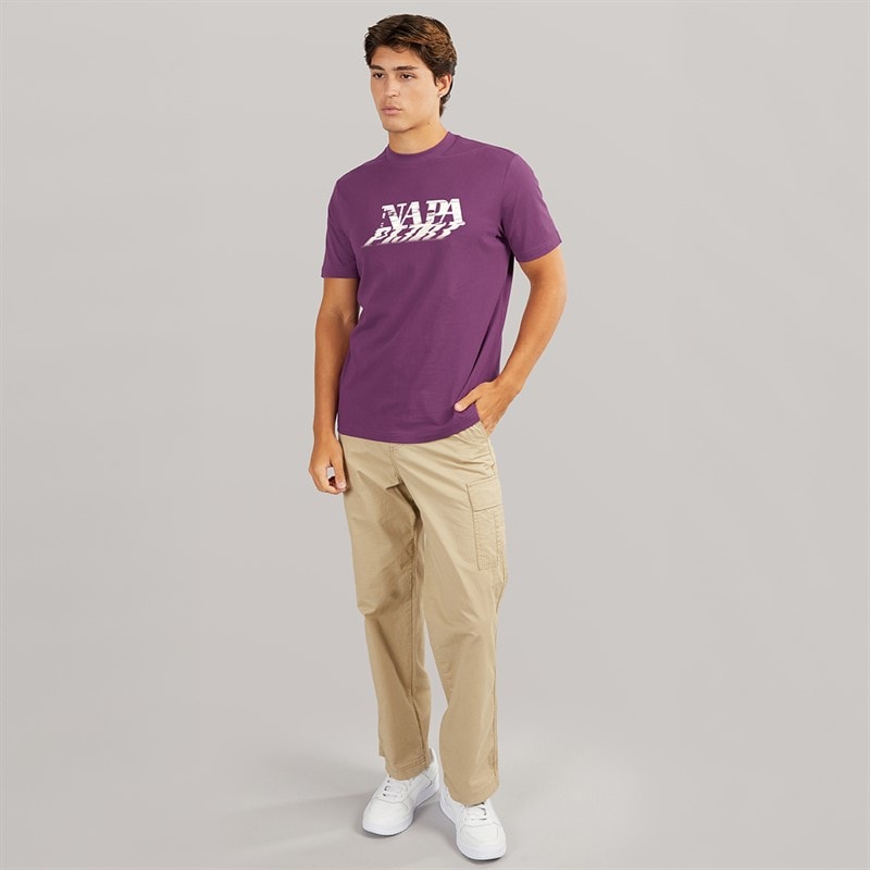Napapijri Herre Lodestar T-shirt Purple Pass - Billede 3