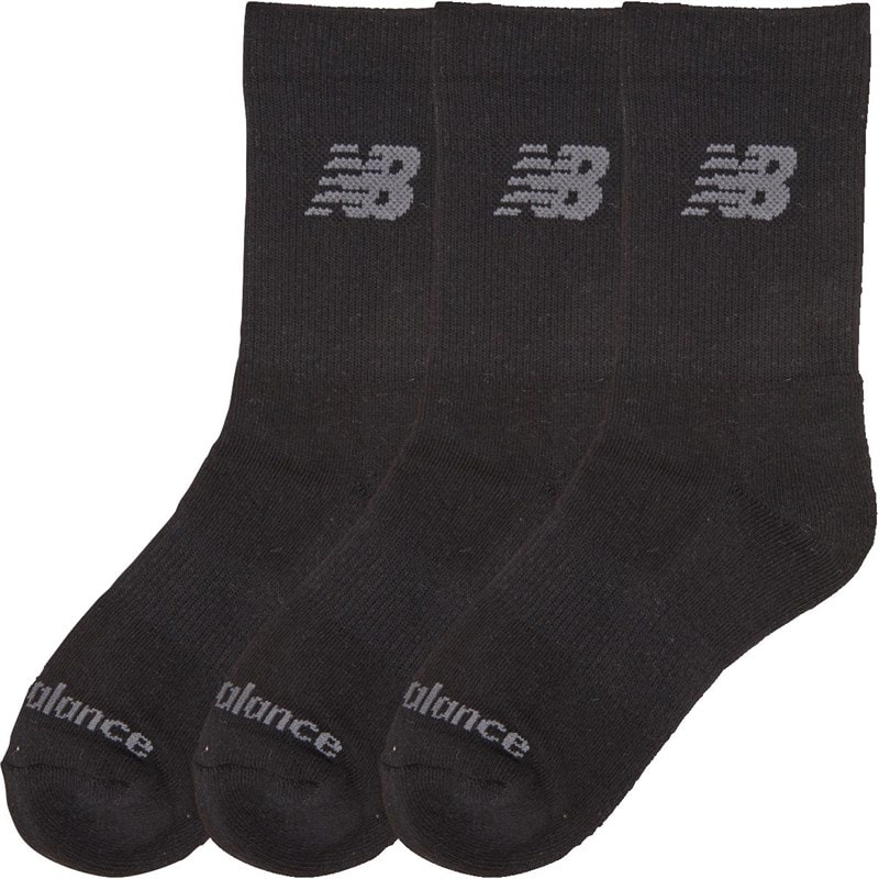 New Balance Junior Tre Par Polstrede Crew Sokker Sort - Billede 1