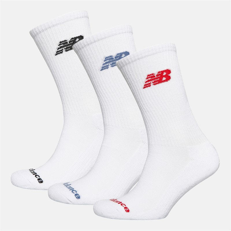 New Balance Flyvende Logo Tre Par Crew Sokker Hvid / Ægte Rød / Drømme Tilstand