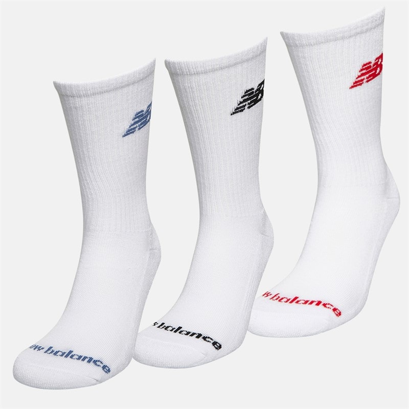 New Balance Flyvende Logo Tre Par Crew Sokker Hvid / Ægte Rød / Drømme Tilstand - Billede 2