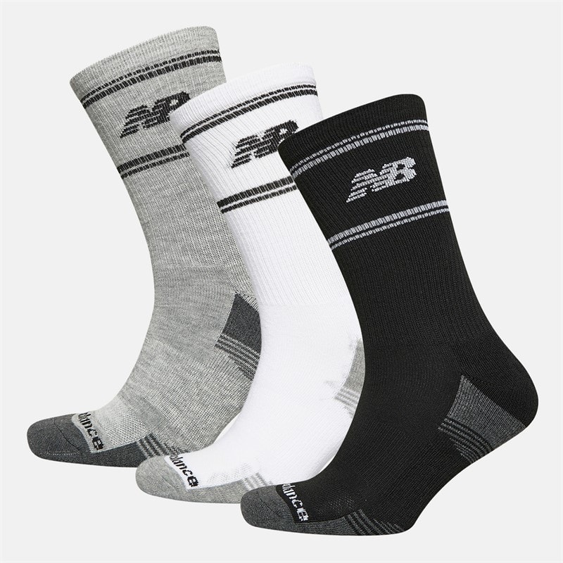 New Balance In Stripe Logo Tre Par Crew Strømper Hvid / Sort / Grå