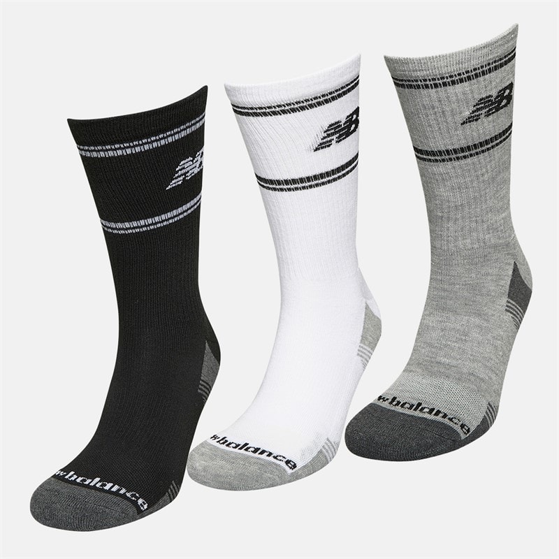 New Balance In Stripe Logo Tre Par Crew Strømper Hvid / Sort / Grå - Billede 2