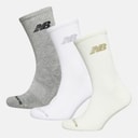 New Balance Flyvende Logo Tre Par Crew Strømper Hvid / Grå Heather / Havsalt