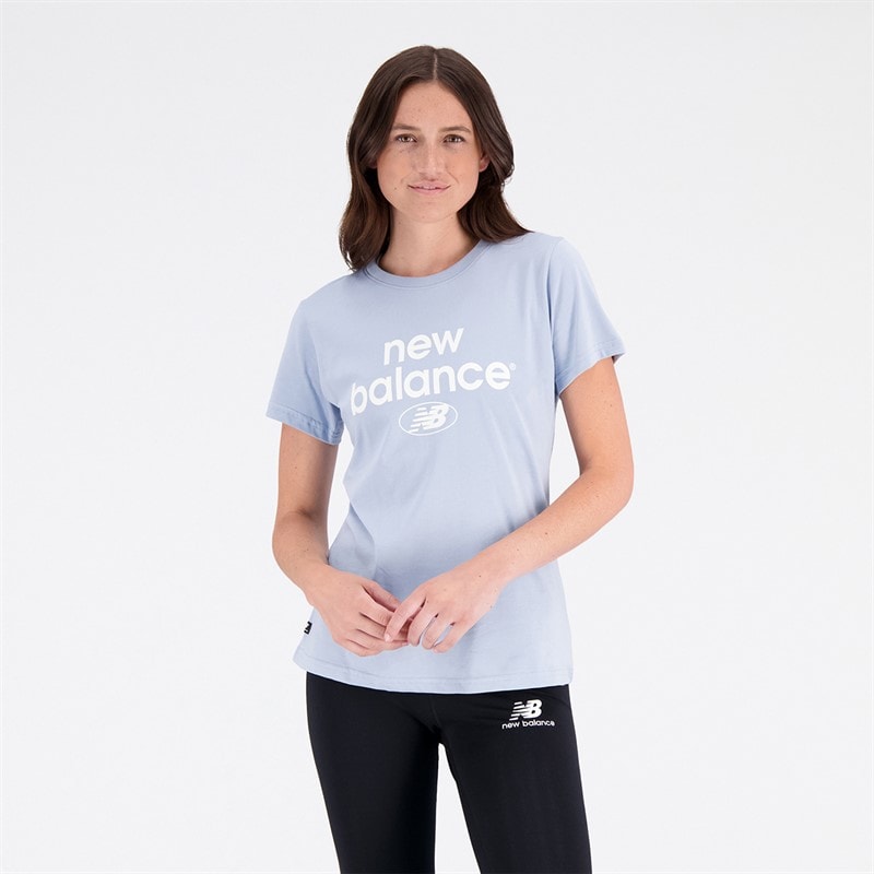 New Balance Dame Basis Logo T-Shirt Lys Arktisk Grå - Billede 1