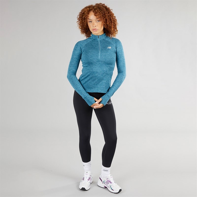 New Balance Dame Essentiel Varm Gitternät 1/2 Lynlås Trøje Terrarium - Billede 3