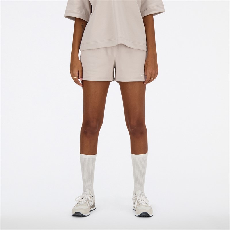 New Balance Dame Linear Heritage Fransk Terry Shorts Moonrock - Billede 1