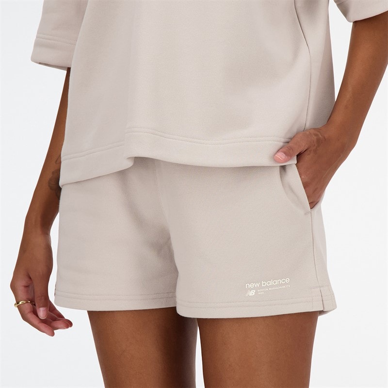 New Balance Dame Linear Heritage Fransk Terry Shorts Moonrock - Billede 3