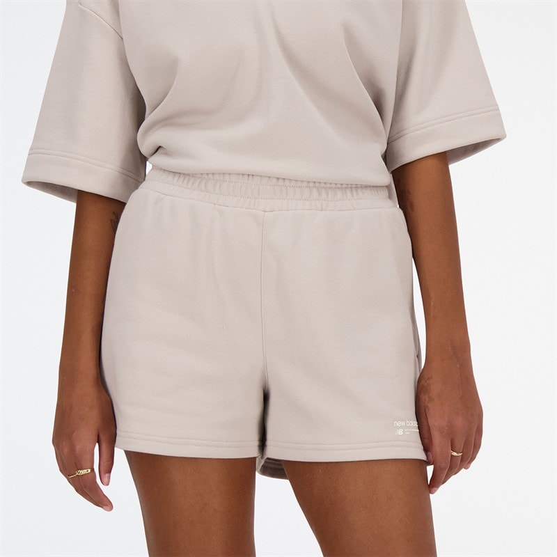 New Balance Dame Linear Heritage Fransk Terry Shorts Moonrock - Billede 4