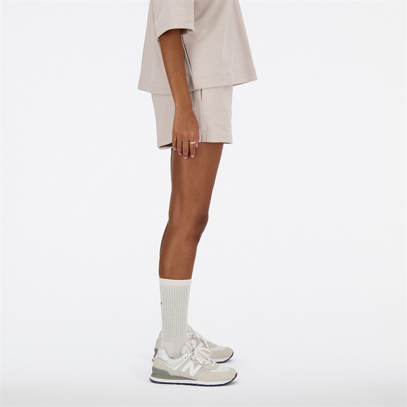 New Balance Dame Linear Heritage Fransk Terry Shorts Moonrock - Billede 5