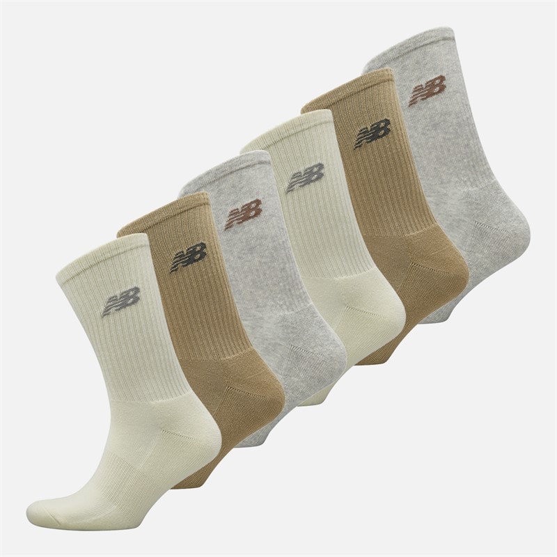 New Balance Hverdag Seks Pak Crew Sokker Grå/Brun/Beige - Billede 1