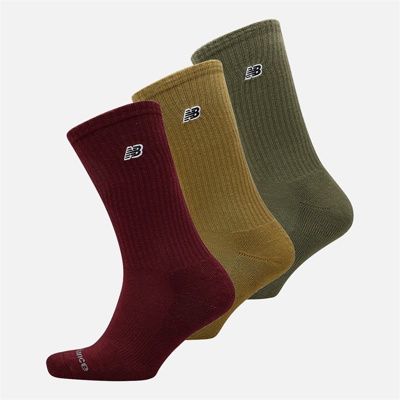 New Balance Sort Lap Logo Tre Pak Crew Sokker Brun/Rød