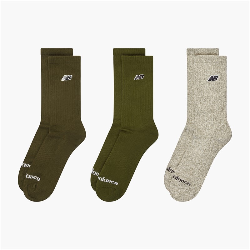 New Balance Sort lap logo tre pak crew sokker Brun/Khaki/Hvid - Billede 2