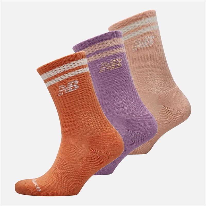 New Balance Hverdag stribede tre pak crew sokker Orange/Lilla - Billede 1